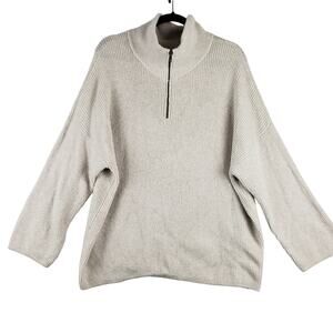 Maurices Womens 3X Half Zip Ribbed Pullover Sweater Cream Beige Soft Cozy Simple